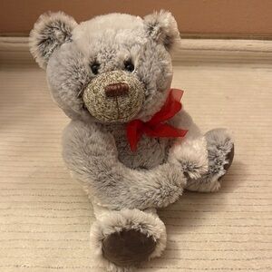 Gray and Red Stuffed Animal Plush Toy